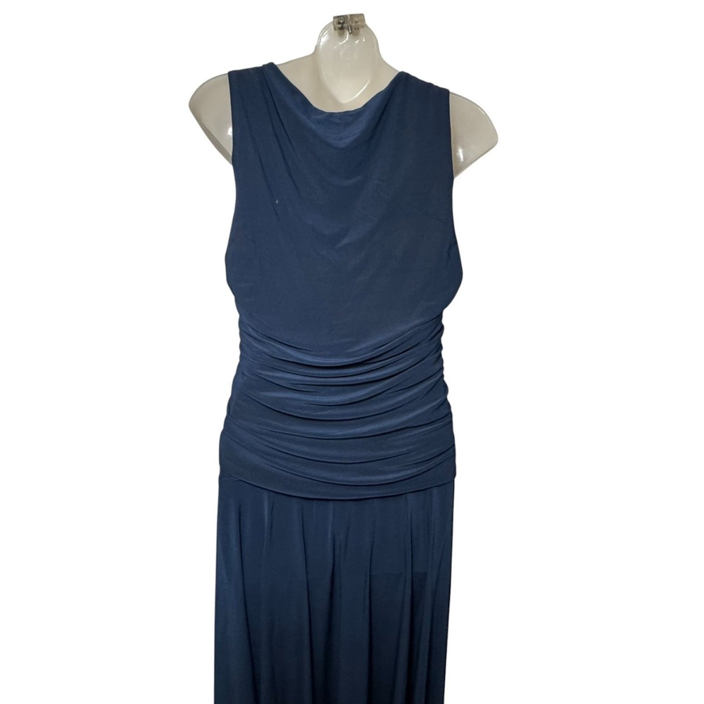 ASTR The Label Melisandre Navy Midi Dress Ruched Sleeveless Elegant Size M - Picture 9 of 12